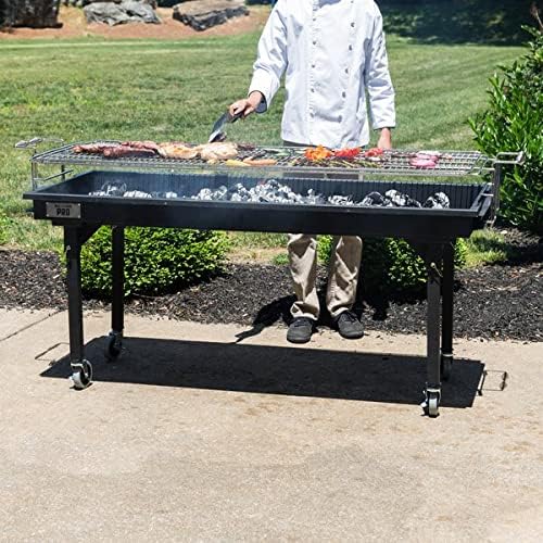 Backyard Pro CHAR-60 60" Heavy-Duty Steel Charcoal Grill with Adjustable Grates, Removable Legs, and Cover