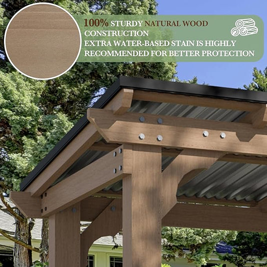 8 ft. W x 5 ft. D Wooden Grill Gazebo Outdoor with Steel Roof