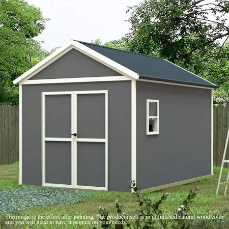8x12 Outdoor Wood Storage Shed with Window and Flexible Double Door