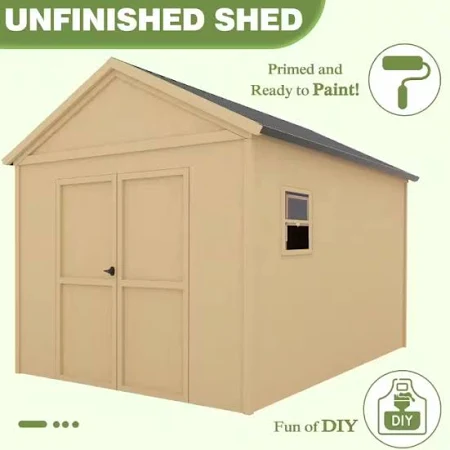 8x12 Outdoor Wood Storage Shed with Window and Flexible Double Door